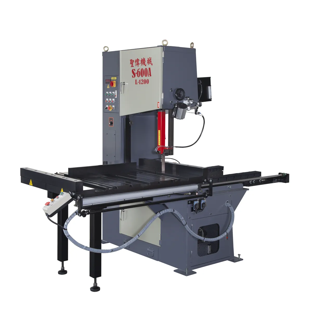 Scie à ruban Sheng Woei S-600A à avance hydraulique